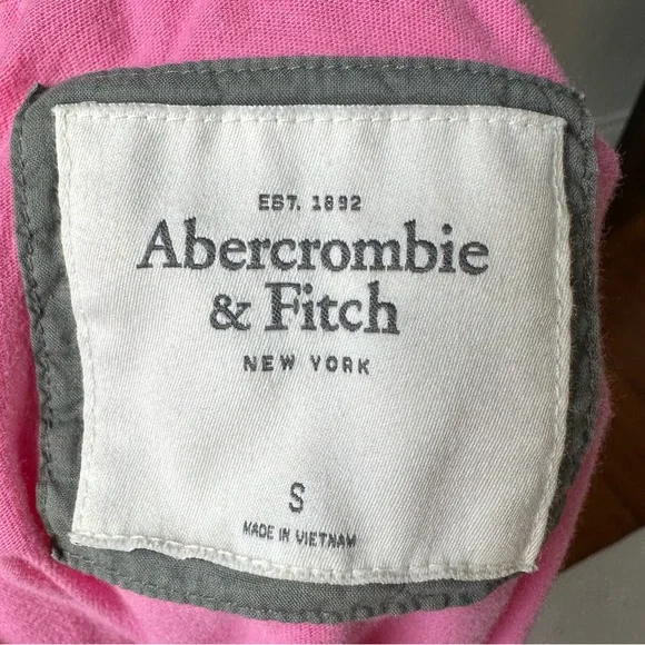 ABERCROMBIE & FITCH Vintage 100% Cotton Pink Deep Vneck Long Sleeve Size S - Picture 5 of 7